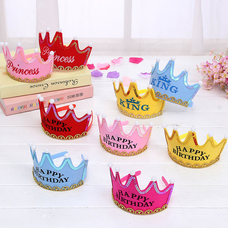 

Birthday Children Party Hat Prince Crown Cake Led Light Hoop Dress Hat