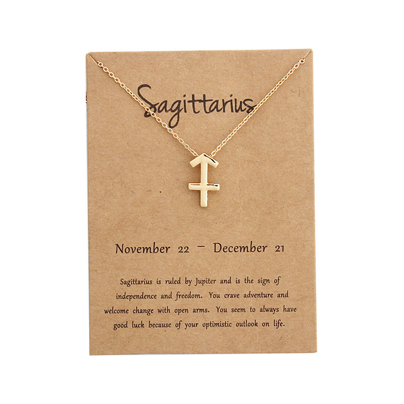 

Fashion 12 Constellation Sagittarius Pendant Necklaces Virgo Necklace Birthday Gift Message Card for Women Girl Jewelry