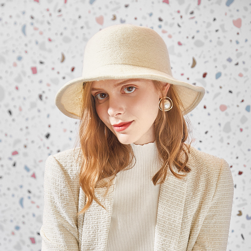 

H774 Women Wool Fedoras Hat Autumn Winter Short Eaves Travel Simple Cap Female Solid Color Casual Party Shopping Hats, White