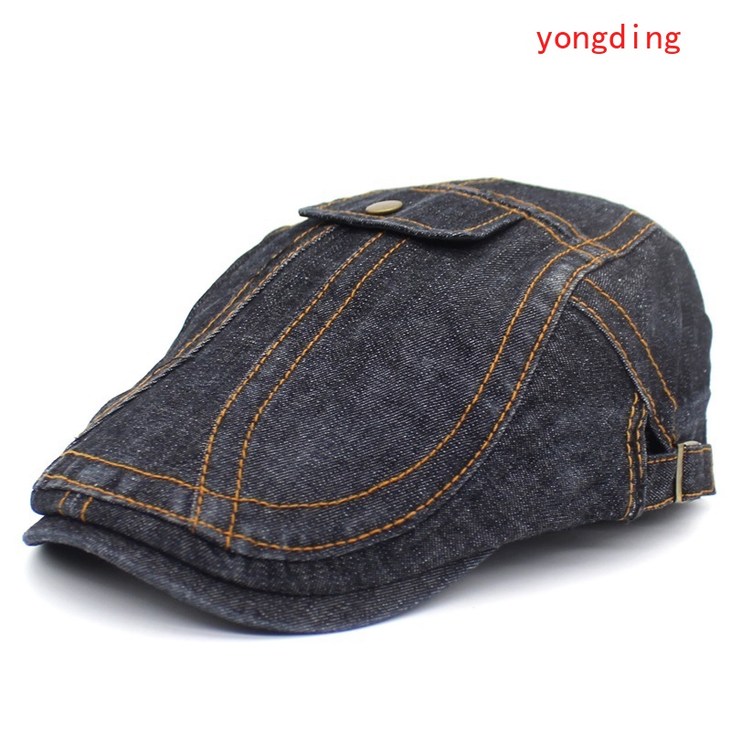 

Berets 2021 Men's Spring Summer Denim Beret Solid Color Dome Sun Hat Ladies Casual Wild Skully Cap, Style 2