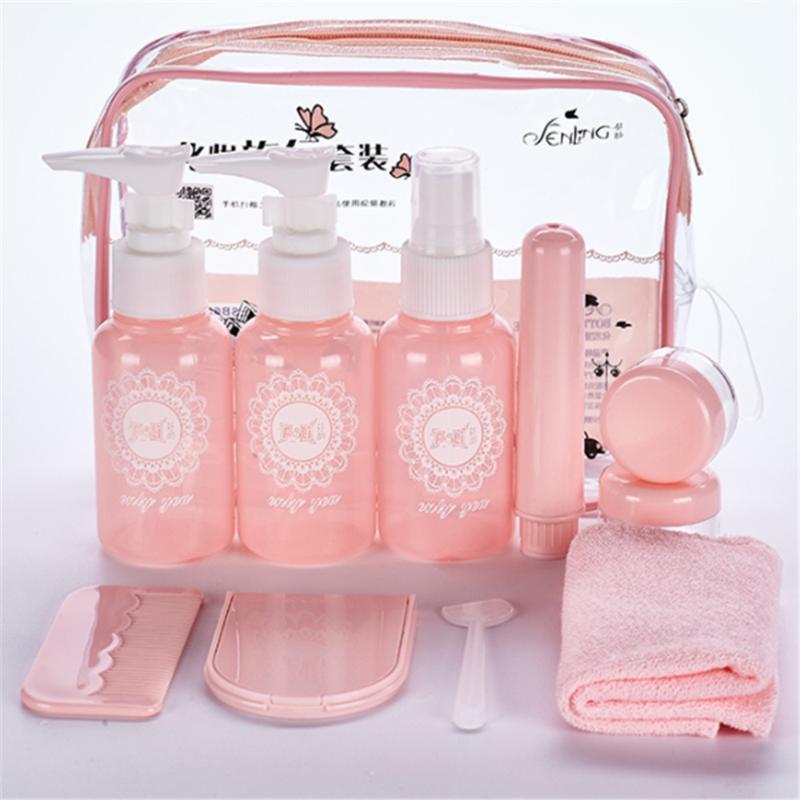

7 10 pc/Set Travel Mini Makeup Cosmetic Face Cream Bottles Plastic Transparent Empty Make Up Container Travel Accessories