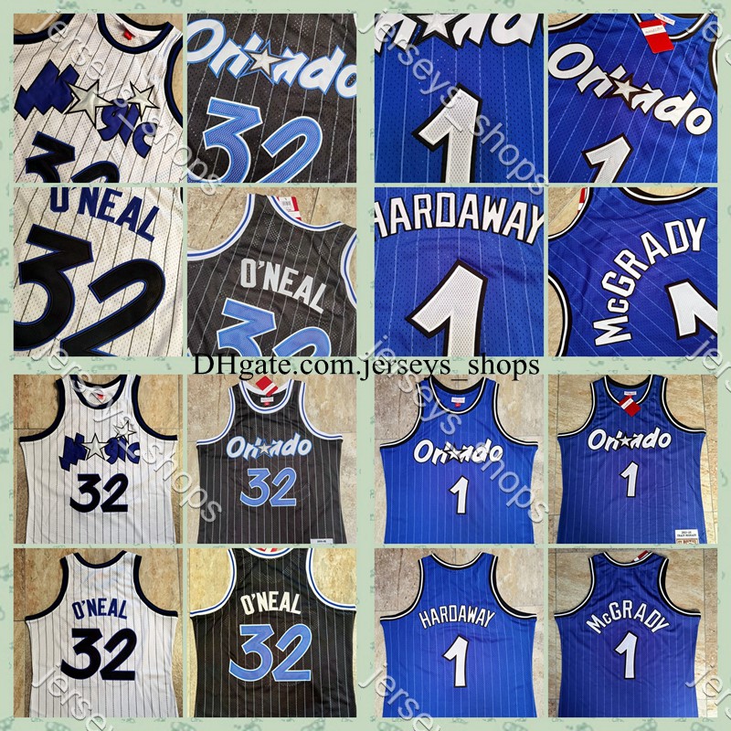 

Mens Vintage Orlando Magic Shirts Shaquille 32 O Neal Penny 1 Hardaway Tracy 1 McGrady Mitchell & Ness Stitched Basketball Jerse, Black;red