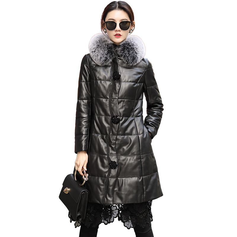 

Real Fur hooded Sheepskin Down Coat Winter Coats Women Clothes 2020 Natural Genuine Leather Jacket Korean Vintage Tops 008, Black
