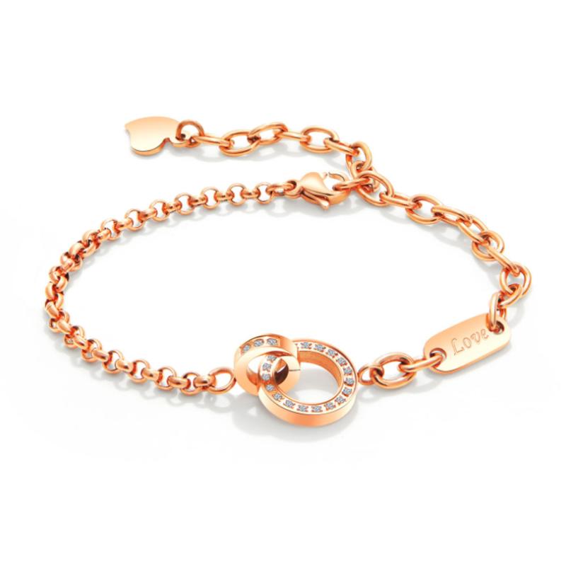 

LAN New Hot Style Rose Gold Cubic Zirconia Bracelets Chain is Adjustable Hand Catenary for women Best Gift free shipping