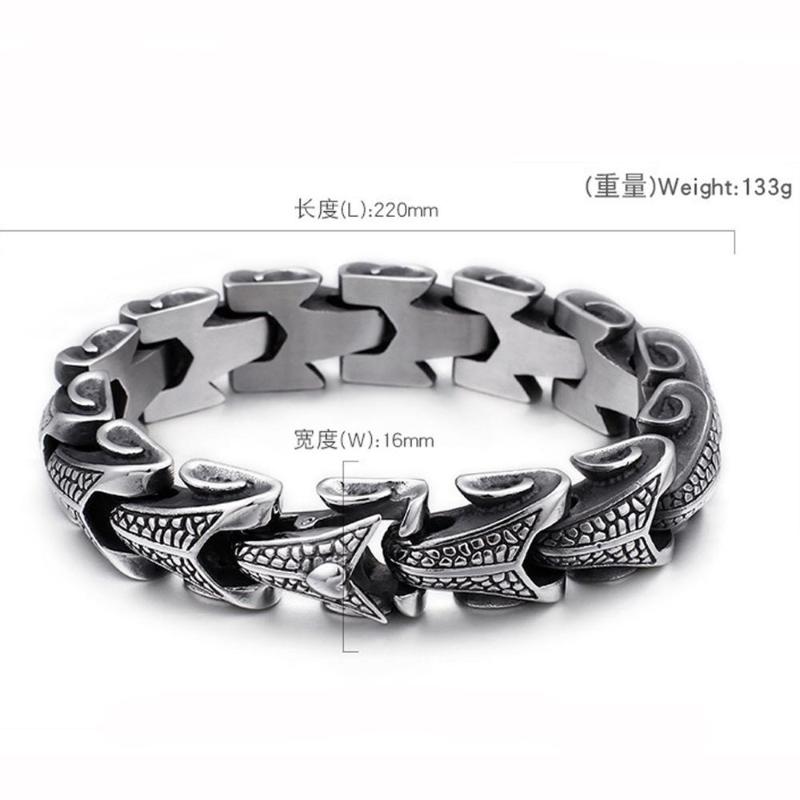 

16MM Wide 8.66" Silver Color Wristband Bracelet High Quality 316L Stainless Steel Snake Punk Bracelet Jewelry