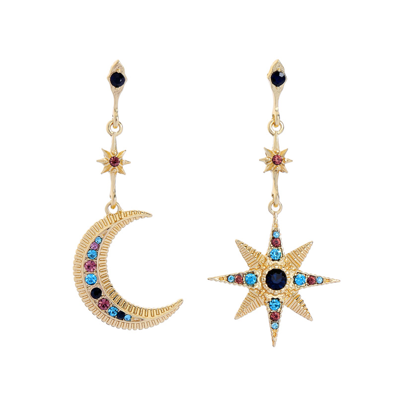 

BALANBIU Bohemia Ethnic Moon Star Dangle Earrings For Women Charm Asymmetric Crystal Ear Clip 2020 Fashion Jewelry Accessories