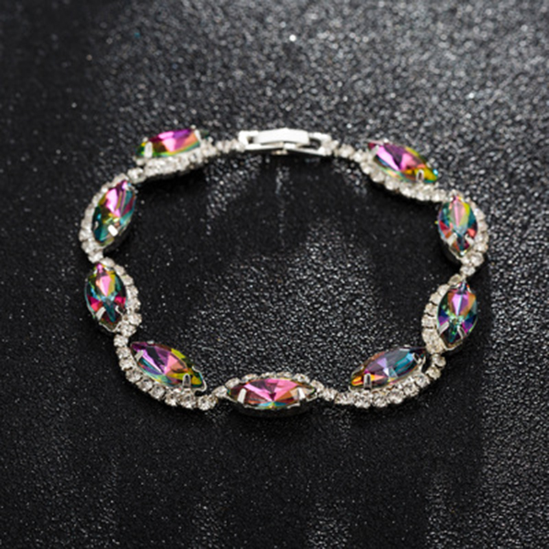 

YIHUGMBO Luxury Crystal Bracelets Rainbow Jewelry Bohemia Wedding Rhinestone Charm Bracelets for Women Girls Party Holiday Gifts