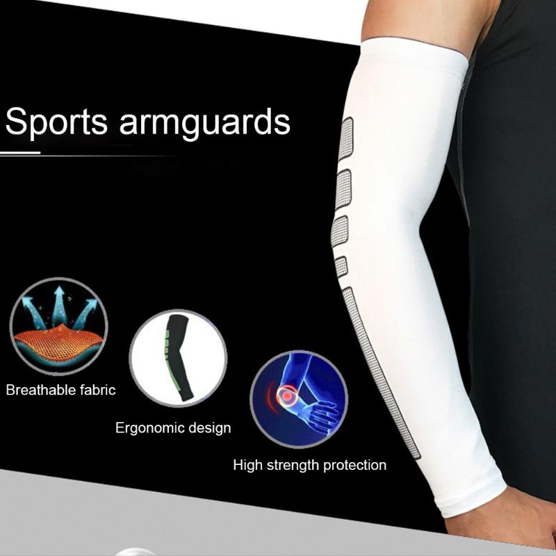 

1pc Men Women Badminton Taekwondo Gym Wrist Support Exercise Outdoor Sports Long Sleeve Elbow Pads Arm Guard Protective Gear, White