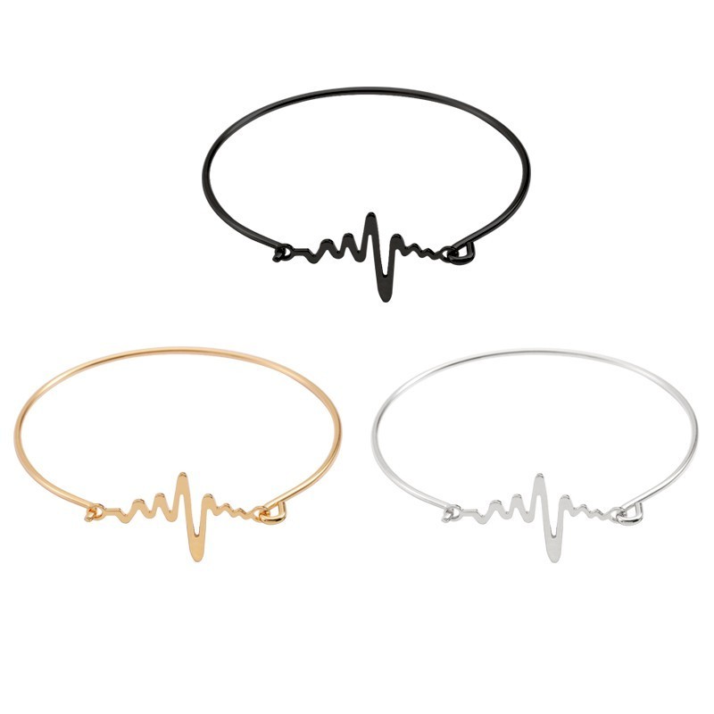 

HUMANO FINO 2020 Fashion Simple 3 Colors Electrocardiogram Bracelets Bangles Courage Girl Gifts Pulseras For Women Jewelry