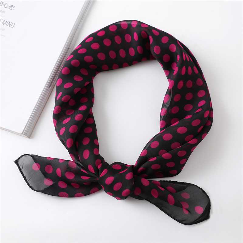 

Scarves 2021 Chiffon Square Scarf Lady Hair Foulard Female Silk Bag Fashion Shawl And Wraps Summer Designer Dot Neckerchief