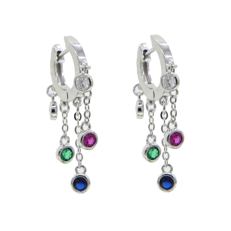 

colorful round bezel cz drop tassel earring fashion jewelry 2020 new