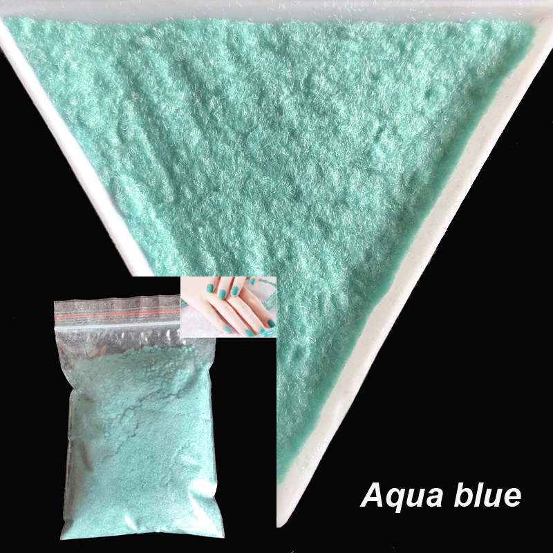 

20g/bag 3D Candy Manicure Velvet Powder Nail Decoration Fuzzy Flocking Nylon Powder For Nail Glitter Art Tips Aqua blue 2410