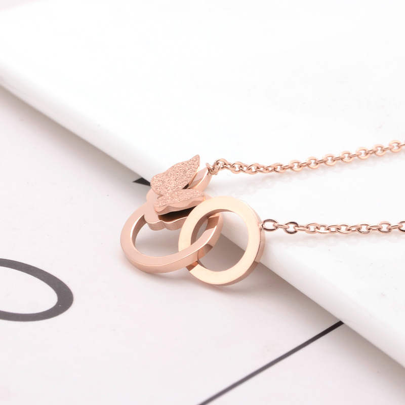 

butterfly necklace women pendant Women's necklace chains stainless steel fashion rose gold jewelry women Accessories
