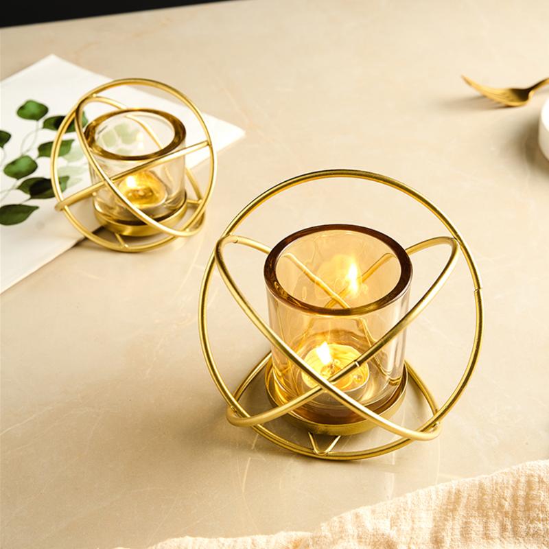

Gold Candle Holders Nordic Style Wrought Iron Geometric Candle Holders Home Decorate Metal Crafts Candlestick Wedding Decoration