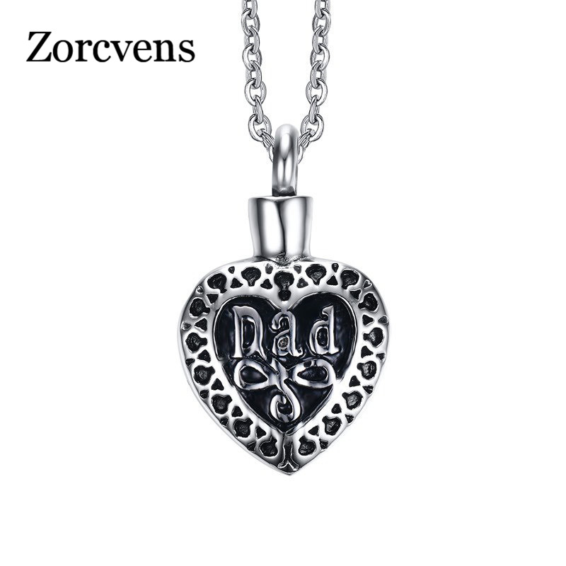 

Modyle Dad Memorial Cremation Ashes Urn Heart Pendant For Women Men Necklace Stainless Steel Unisex Jewelry