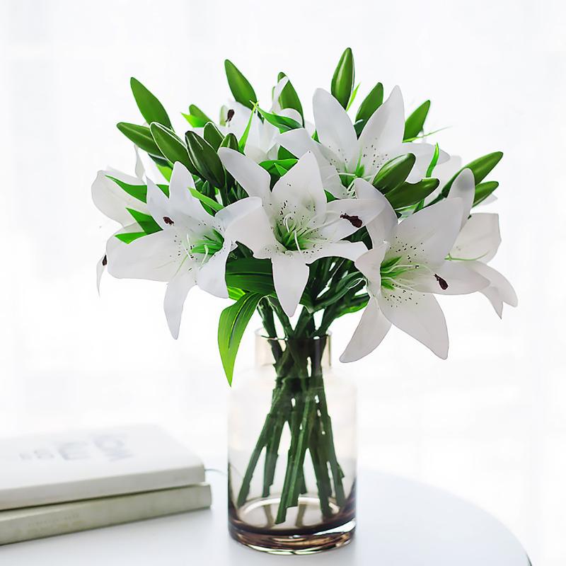 

Tulip Artificial Flower White PU Real Touch for Home Decoration Fake Tulips Latex Flowers Bouquet Wedding Garden Decor 34cm, 11