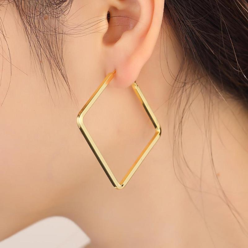 

Hoop & Huggie Vintage Trendy Geometry Square Statement Earrings Fashion Jewelry Stud For Women Gift