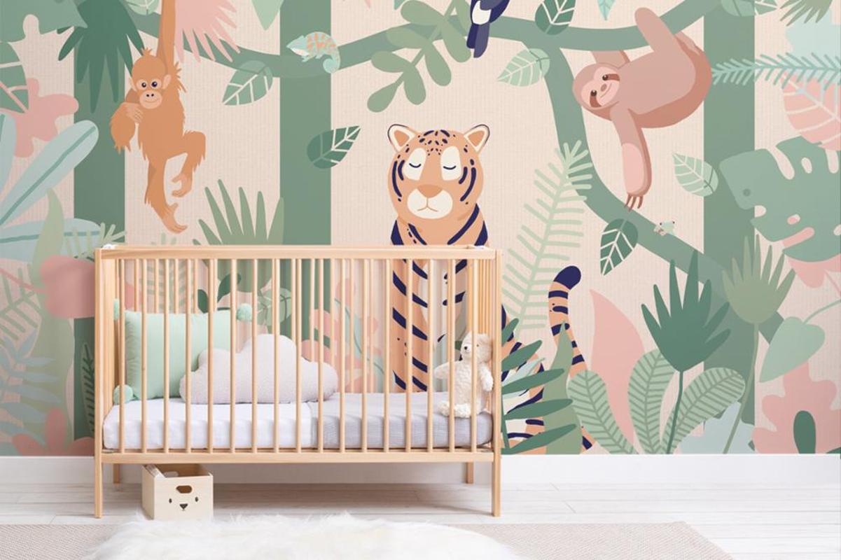 

Buddies Kids Jungle Animal Friends Wallpaper Mural nursery wallpaper, As pic