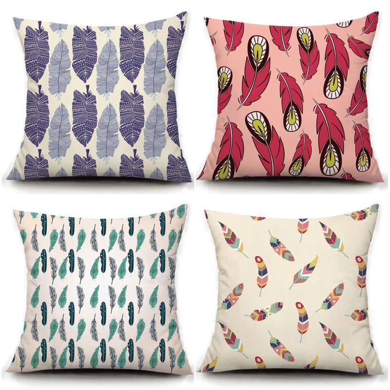 

Amazon Hot Selling Home Feather Printed Plush Pillowcase Sofa Cushion Pillowcase Cross Border Hot Selling Pillow Wholesale Pillow Case, Style 3