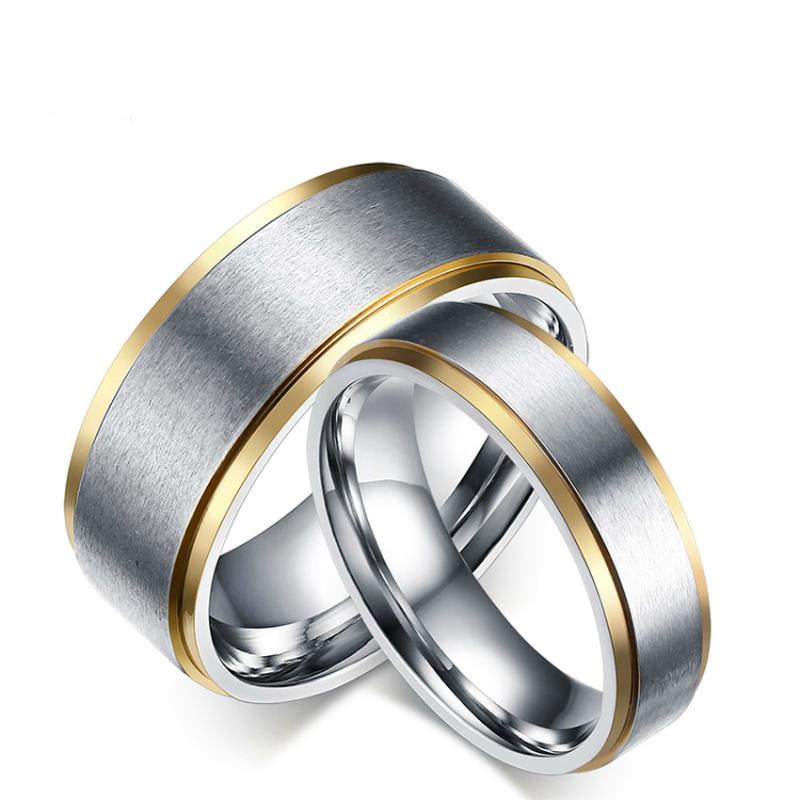 

Fashion Couple Jewelry Titanium Steel Simple Couple Ring Stainless Steel Gold Color Ring Jewelry