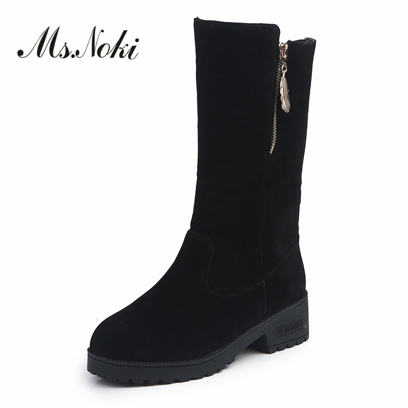 

Fashin high heel women boots platforms ladies Long snow boots confortable retro black round toe size 33-46 woman of winter