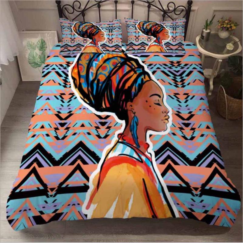 

WOSTAR 3d bedding sets king size duvet cover and pillowcase home textiles Euro bedding set African women Bedclothes linens, White