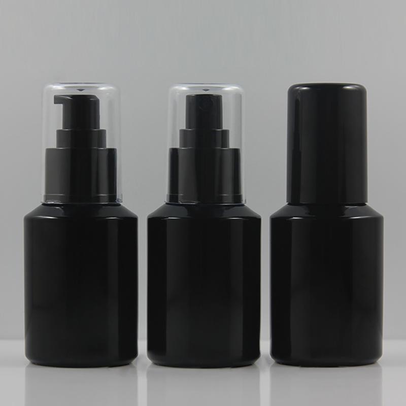 

50pcs 60ml Glass Lotion/Spray Bottle Black with Black/Clear Cap