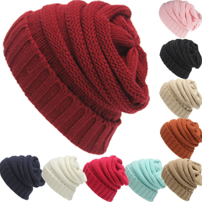 

2020 New Unisex Beanie Men&Women Knitted Winter Warm Cap Slouch Oversized Beanie Hat Ski Cap Winter Hats For Women, As the picture