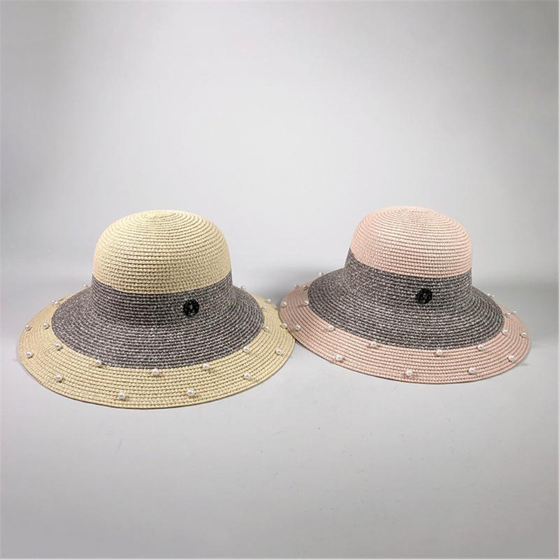 

Spring and summer new retro gold braided Unisex Beach Straw Hat Jazz Sunshade Panama Trilby Hat Cap Z425, Beige