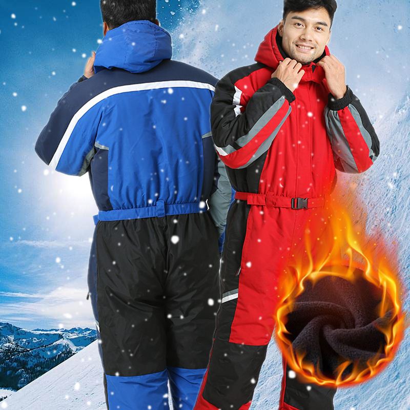 

Men's And Women's Skiing Jacket Overalls Waterproof Fleece Warm Snowsuit Male Female Winter Snow Snowboarding Jumpsuit GCC005, Red