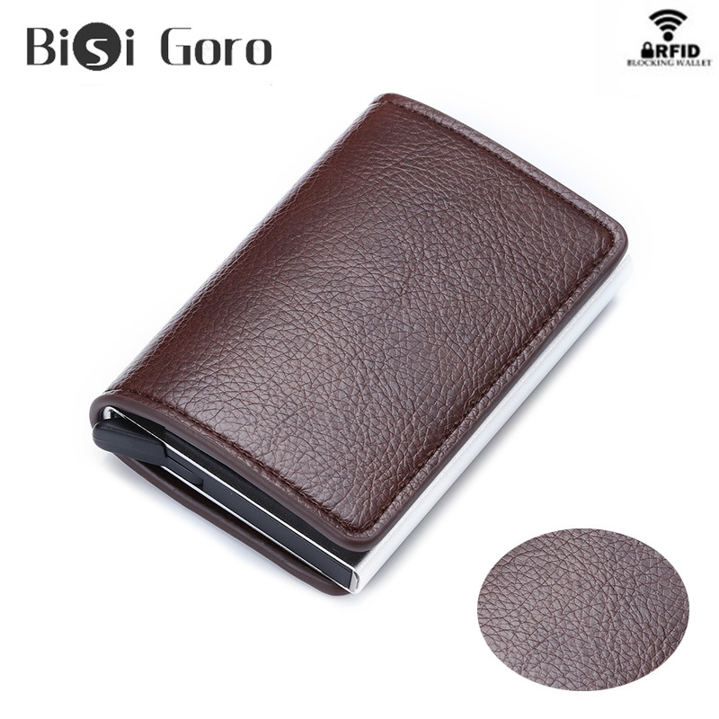 

BISI GORO Smart Mini Wallet Card Holder Fashion Vintage PU Leather Card Case Casual Men Wallet Blocking Slim, Coffee ym0601