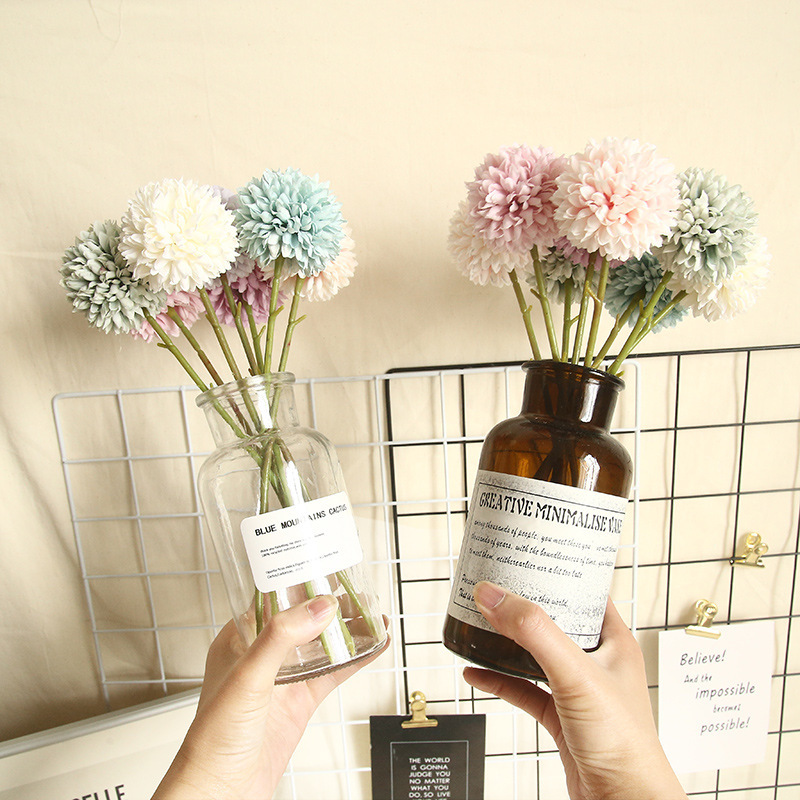 

INS the wind dandelion simulation flower plants wedding decorations simulation plant wall tracery wall MW15192 roses, Blue