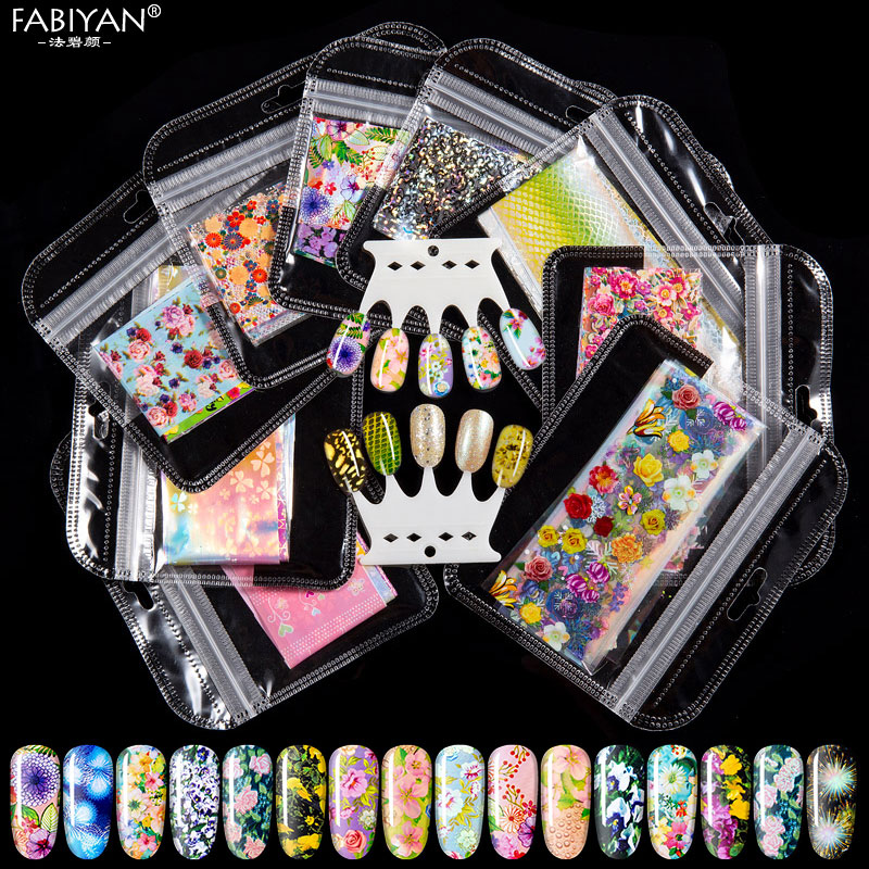 

16Pcs Nail Art Transfer Sticker Flower 3D Tips Foil Holographic Decals DIY Manicure Design Decoration Tool 4*20cm Mixed Pattern, Snowflake