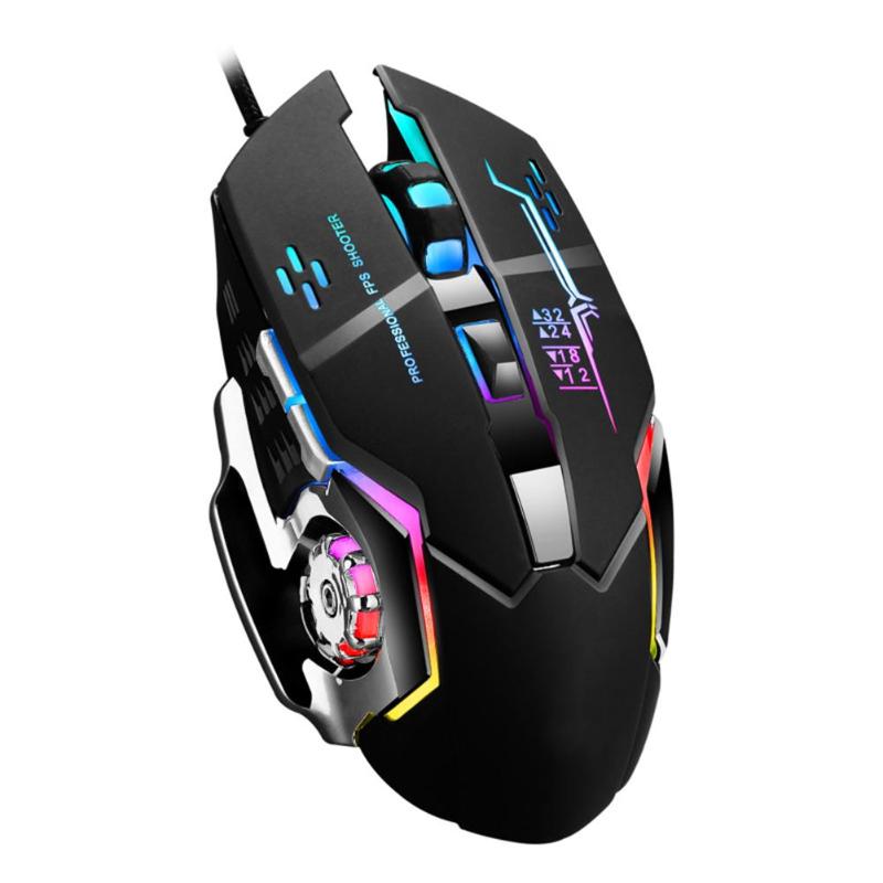 

X3 Universal Wired Mouse Adjustable DPI 7 Color RGB Light Metal Gaming Mouse for Desktop Computers/Laptops Wired Gamer