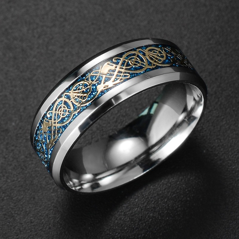 

Silver Color Dragon Ring Men and Women Exquisite Stainless Steel Pattern Ring Fashion Jewelry Friends Family Gifts