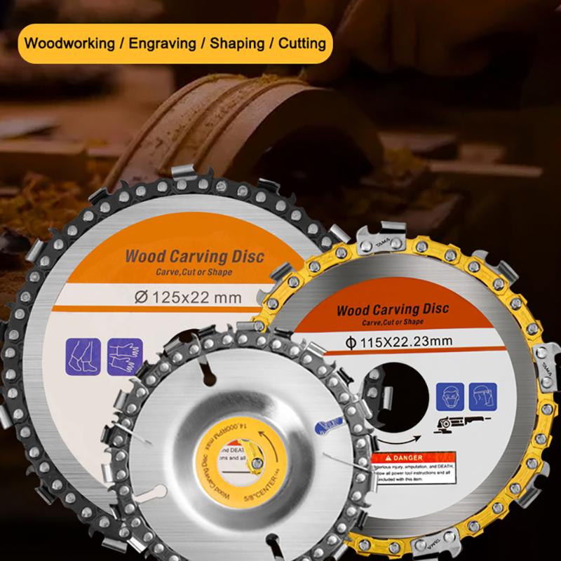 

Wood Carving Disc Woodworking Chain Grinder Chain Saws Disc Plate Tool for 100/125/115MM Angle Grinding 4.5/ 4 /5inch