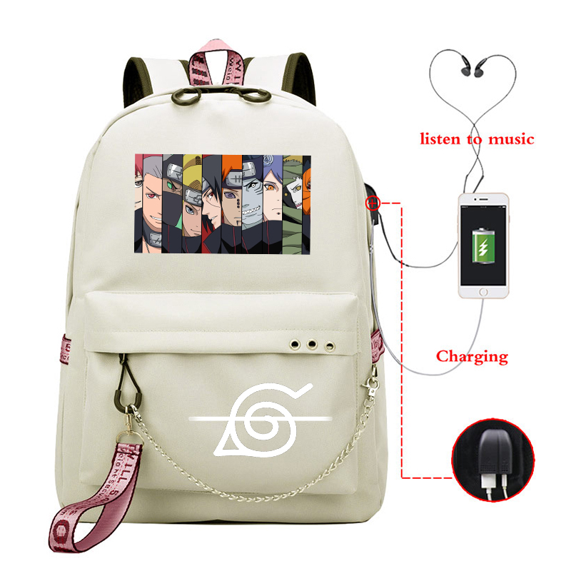 Naruto Akatsuki Backpack Girls School Bags Anime Backpacks Mochilas 
