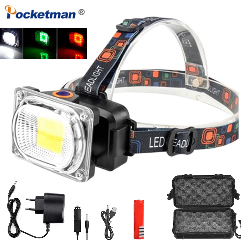 

Headlamps 8000LM COB LED Headlamp Searchlight DC Charging Camping Light Lantern Head Torch Use 1*18650 Battery Work Lamp