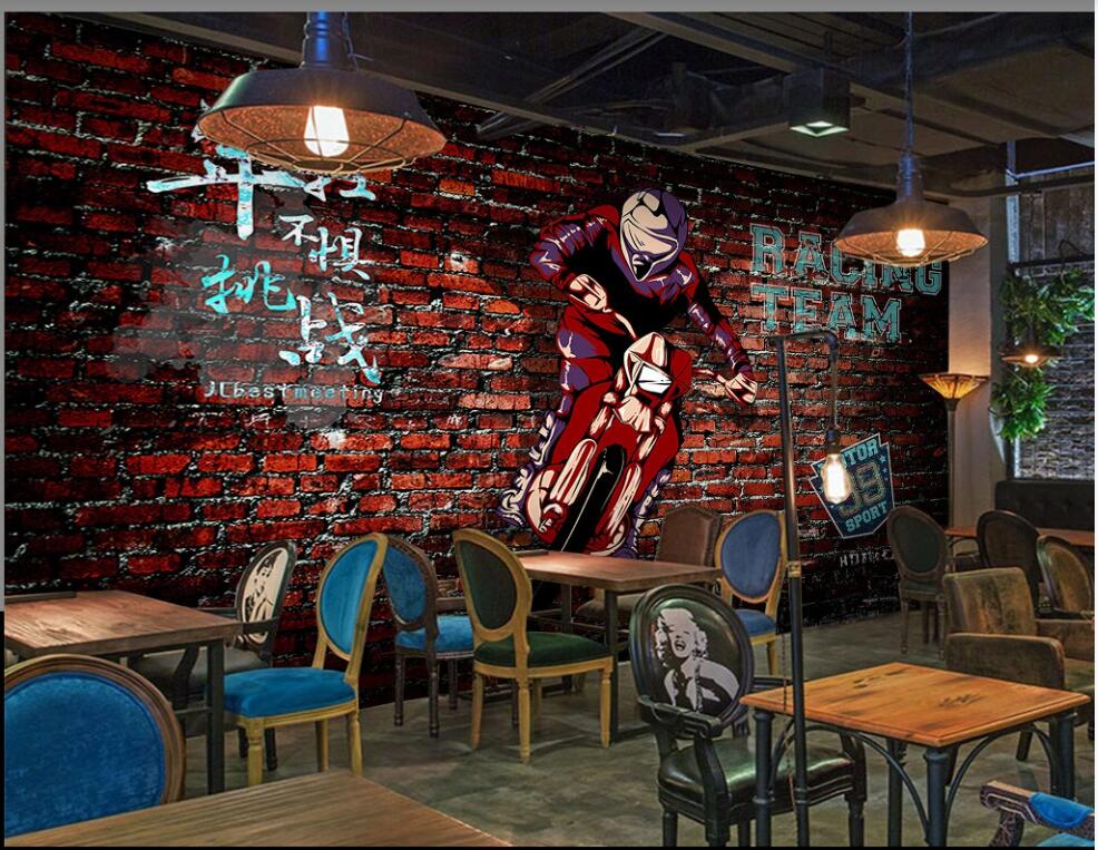 

3d wallpaper custom photo mural Graffiti motorcycle retro brick wall background home decor 3d wall murals wallpaper for living room, Non-woven wallpaper