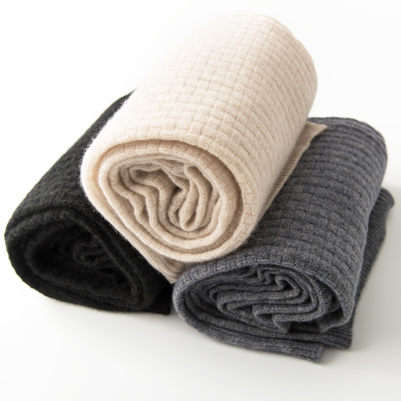 

Scarves Knitted 100% Cashmere Scarf Women Men Solid Color Real Soft Long Warm Thick Lady Autumn Winter