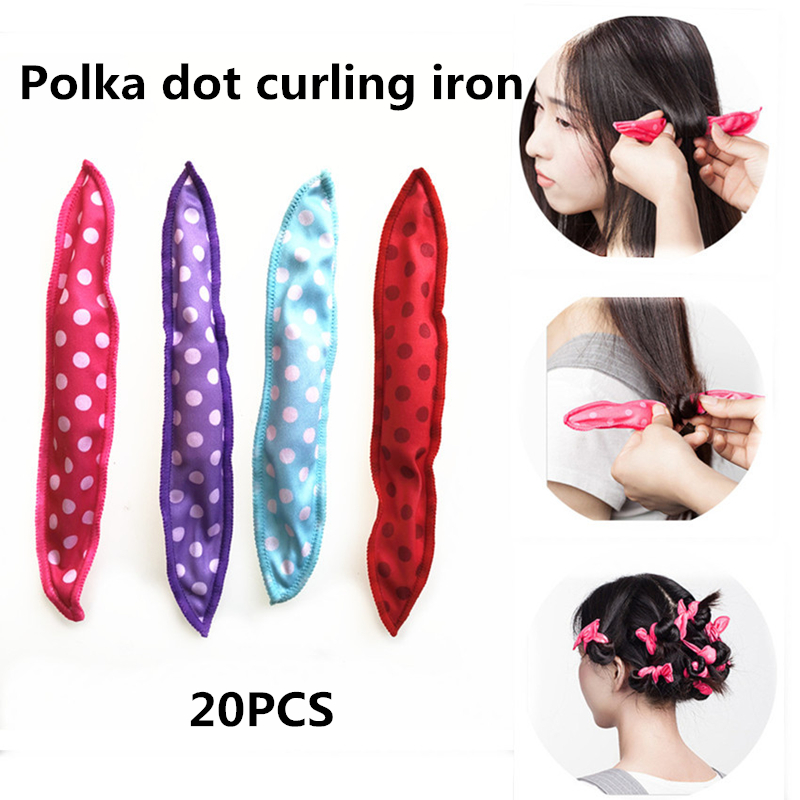 

20 Pcs Curlers Cute Polka Dot Curlers Ears Sleeping Hair Curling Sponge Soft Pear Head Hair Styling Tool