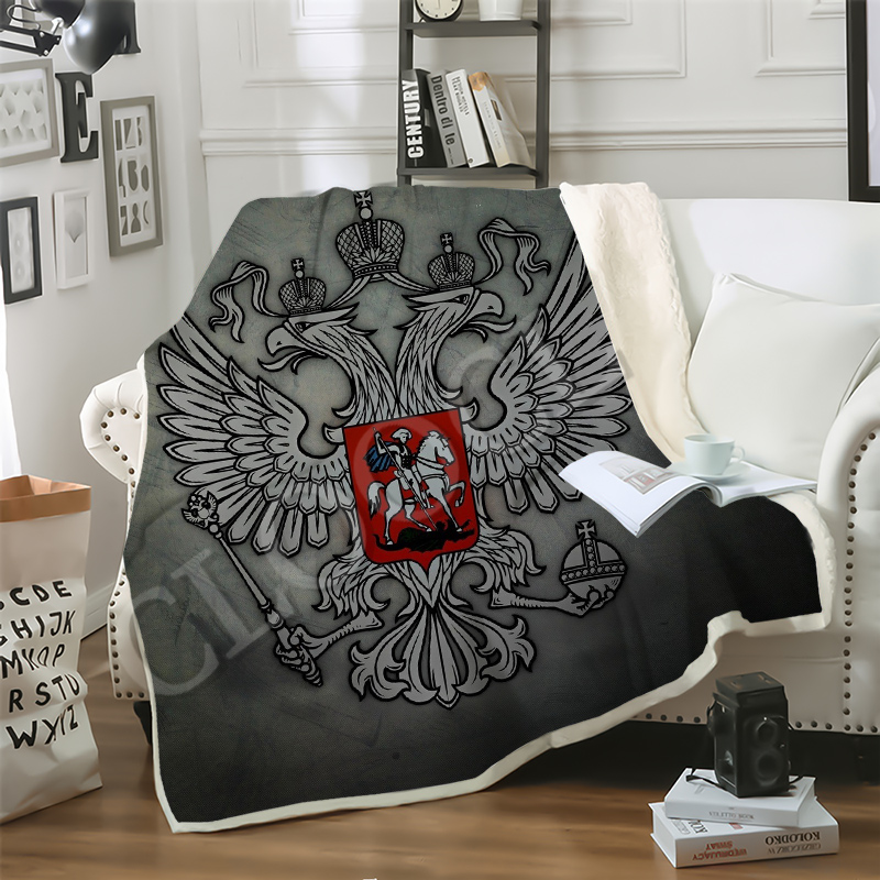 CLOOCL Russian National Emblem Logo Blanket 3D Print Russian Badge Double Layer Sofa Travel Youth Fashion Bedding Throw Blankets Sofa Quilt-image-585852246