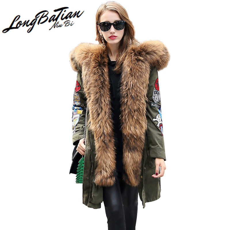 

Quality Fashion High Women's Down Jacket Raccoon Fur Collar Hooded Female Winter Parkas Women Coats Femme Veste Zjt272, Green