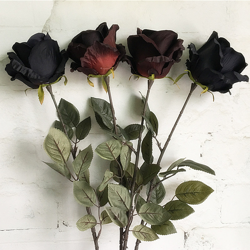 Tulip bouquet :: flowers by nature Large Black Rose Single Branch Silk Artificial Flowers Long Stem