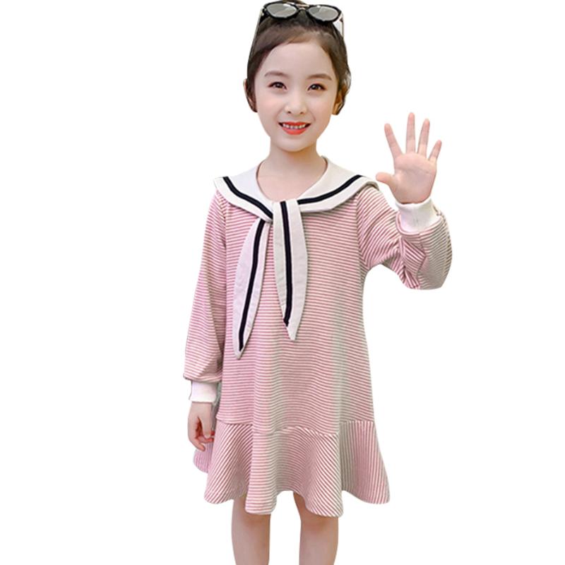

Big Girls Dress Striped Pattern Girl Child Dress Sailor Collar Children Teenage Kids Costume 6 8 10 12 14, As picutre