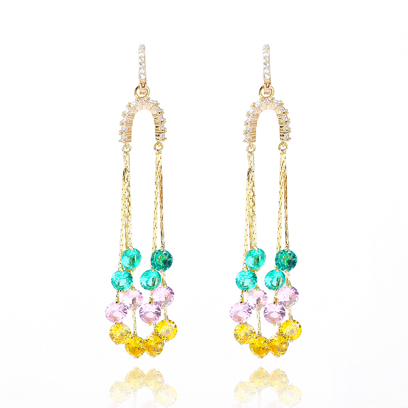 

Fantasy Luxury Exquisite Fashion Tassel Earrings Super Shinning Zirconia XIUMEIYIZU Bridal Wedding Dress Banquet Drop Earrings