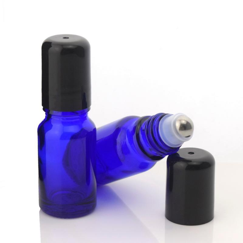 

12pcs 10ml Roll On Bottle for Essential Oils Empty Cobalt Blue Glass with Stainless Steel Roller Ball for Perfume Lipgloss