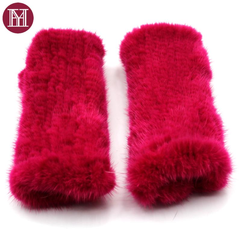 

Women real glove lady knitted genuine mittens 2020 brand high quality fur gloves
