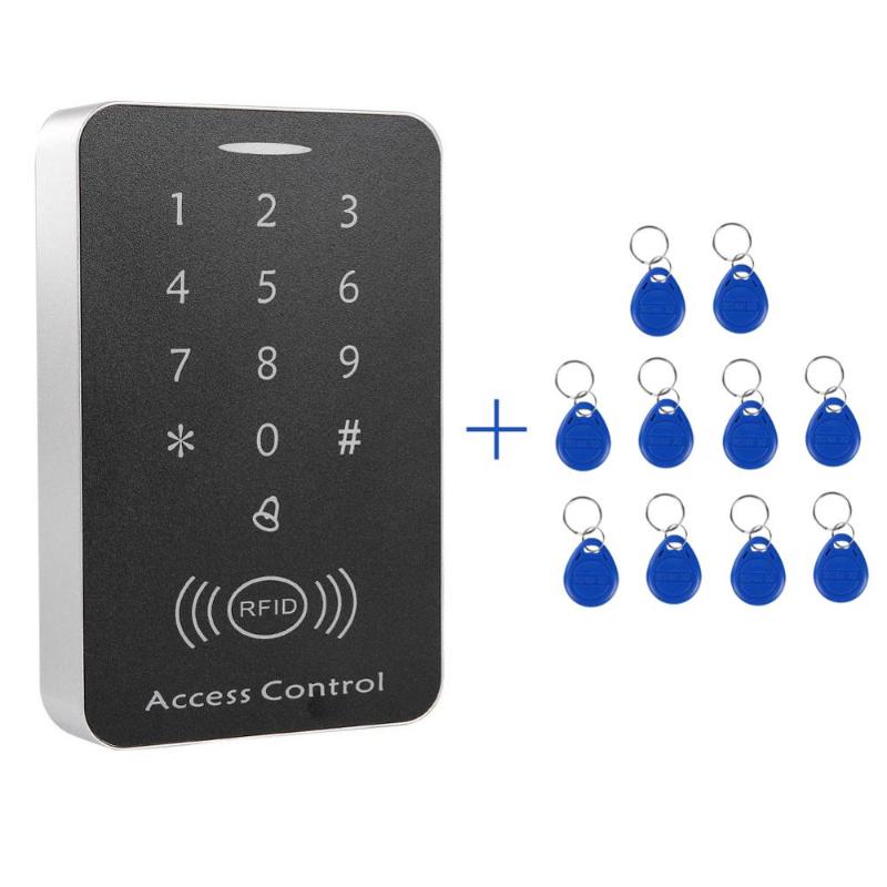 

12V password swipe card access control integrated machine with 10 keychain access control ID cards RFID Controller