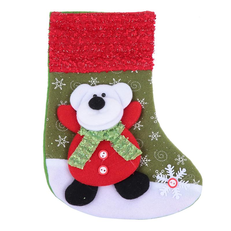 

1 Pc Christmas Decoration Christmas Stocking Lovely Bear Candy Bag Pendant